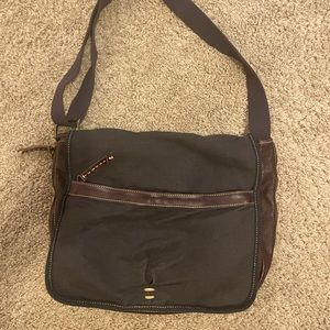49 square miles Canvas and Leather Crossbody Tote: brown